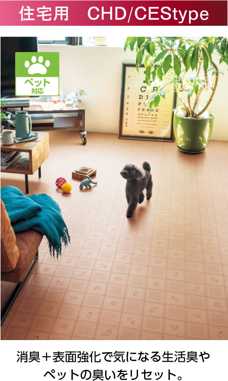 住宅用 CHD/CEStype 消臭+表面強化で気になる生活臭やペットの臭いをリセット。